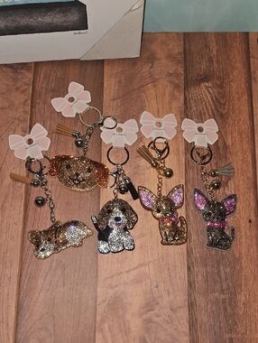 Rhinestone Dog Keychains Nwt